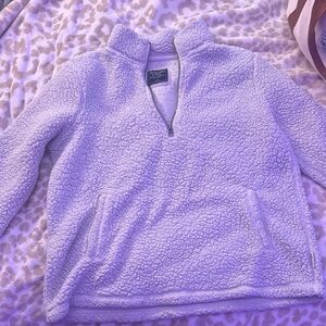 Abercrombie & Fitch Lavender Sherpa Quarter-Zip Sweater